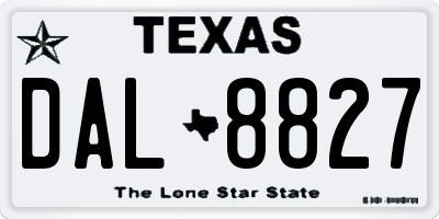 TX license plate DAL8827