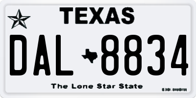 TX license plate DAL8834