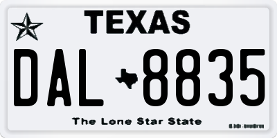 TX license plate DAL8835