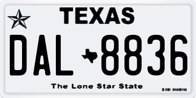 TX license plate DAL8836