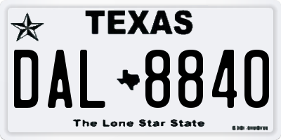 TX license plate DAL8840