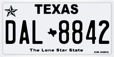 TX license plate DAL8842