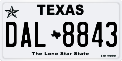 TX license plate DAL8843