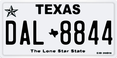 TX license plate DAL8844
