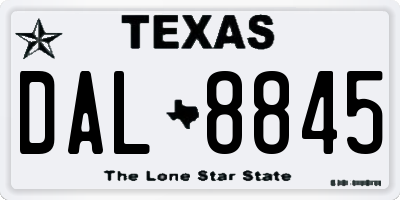 TX license plate DAL8845
