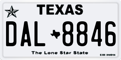 TX license plate DAL8846
