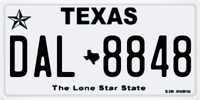 TX license plate DAL8848