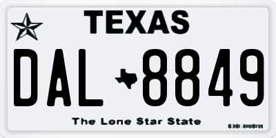 TX license plate DAL8849