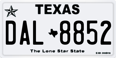 TX license plate DAL8852