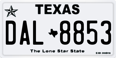 TX license plate DAL8853