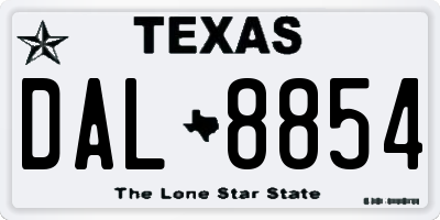 TX license plate DAL8854