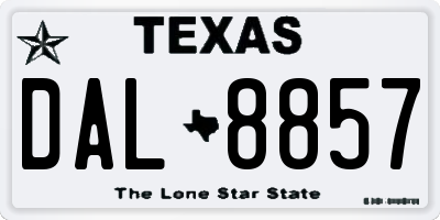 TX license plate DAL8857