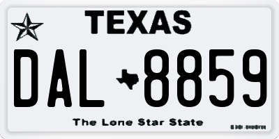 TX license plate DAL8859