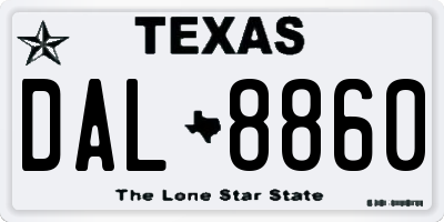 TX license plate DAL8860