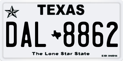 TX license plate DAL8862