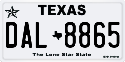 TX license plate DAL8865