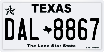 TX license plate DAL8867