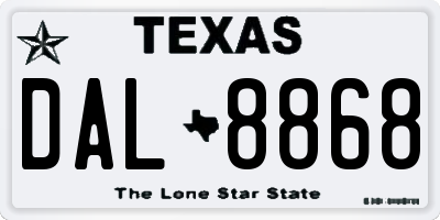 TX license plate DAL8868