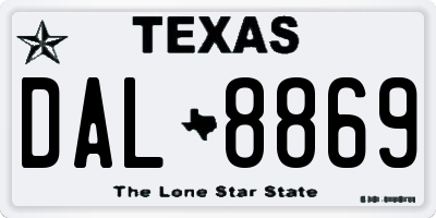 TX license plate DAL8869