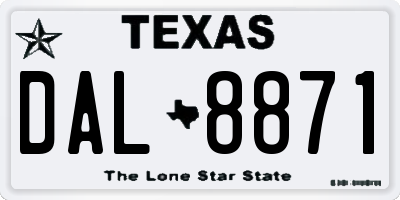 TX license plate DAL8871