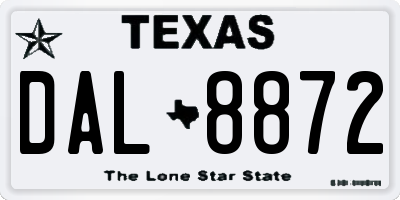 TX license plate DAL8872