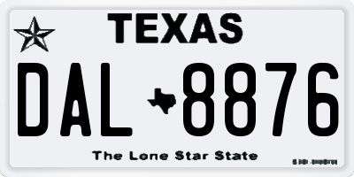 TX license plate DAL8876