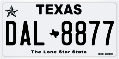 TX license plate DAL8877