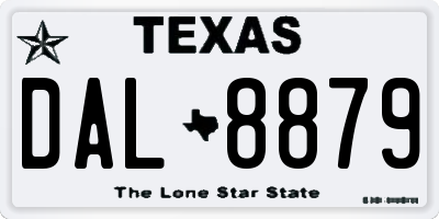 TX license plate DAL8879