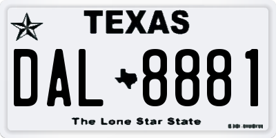 TX license plate DAL8881