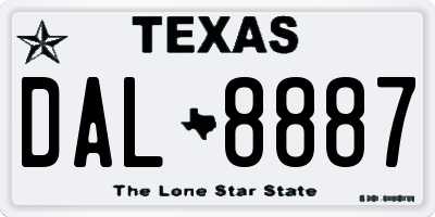 TX license plate DAL8887