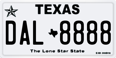 TX license plate DAL8888