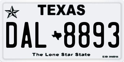 TX license plate DAL8893