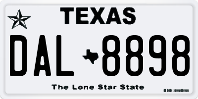 TX license plate DAL8898