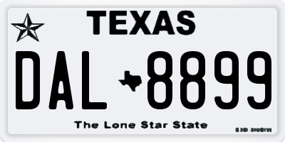 TX license plate DAL8899