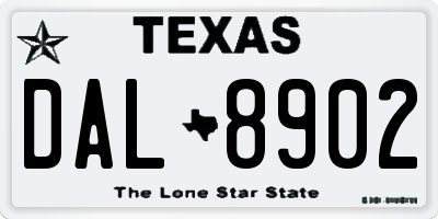 TX license plate DAL8902