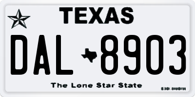 TX license plate DAL8903