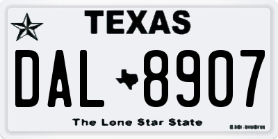 TX license plate DAL8907