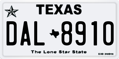 TX license plate DAL8910