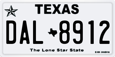 TX license plate DAL8912