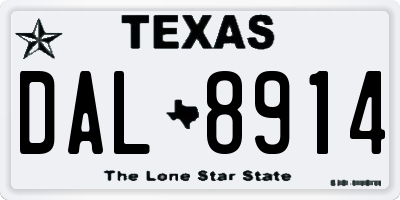 TX license plate DAL8914