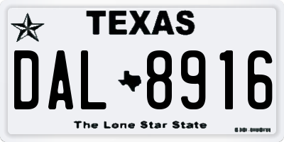 TX license plate DAL8916