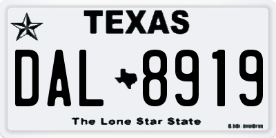 TX license plate DAL8919