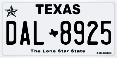 TX license plate DAL8925
