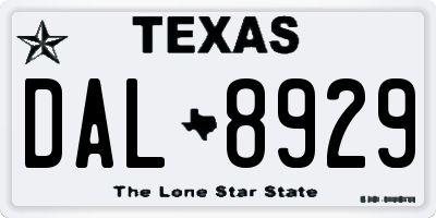 TX license plate DAL8929