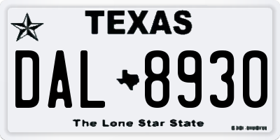TX license plate DAL8930