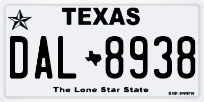 TX license plate DAL8938