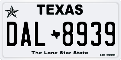TX license plate DAL8939