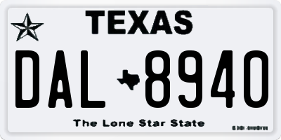 TX license plate DAL8940