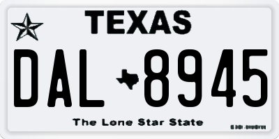 TX license plate DAL8945