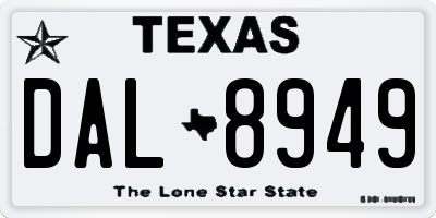 TX license plate DAL8949